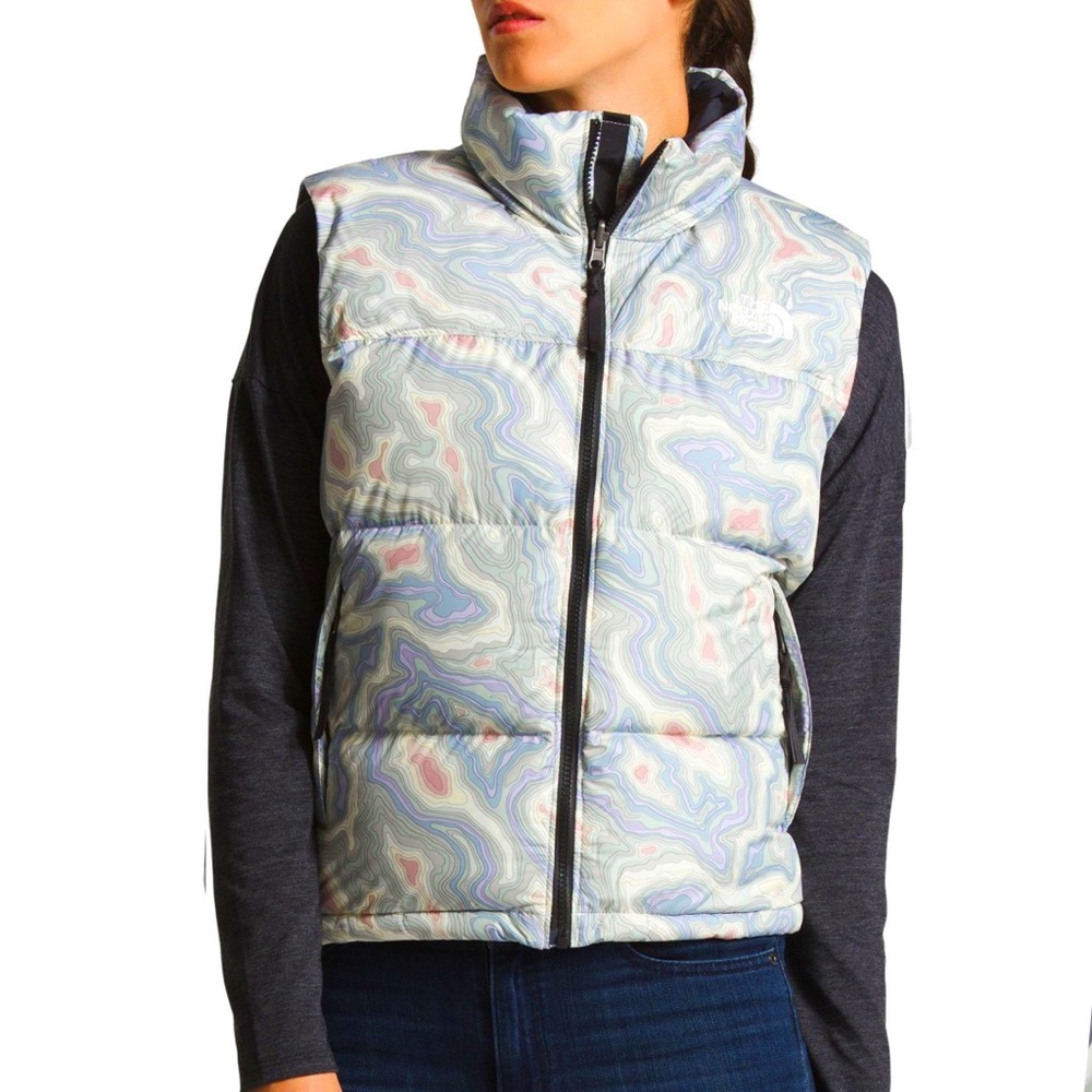 The North Face Women's Puffer Vest in Pastel Marble Print